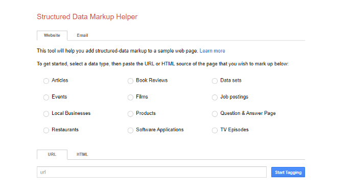 Google's Structured Data Markup Helper Screenshot